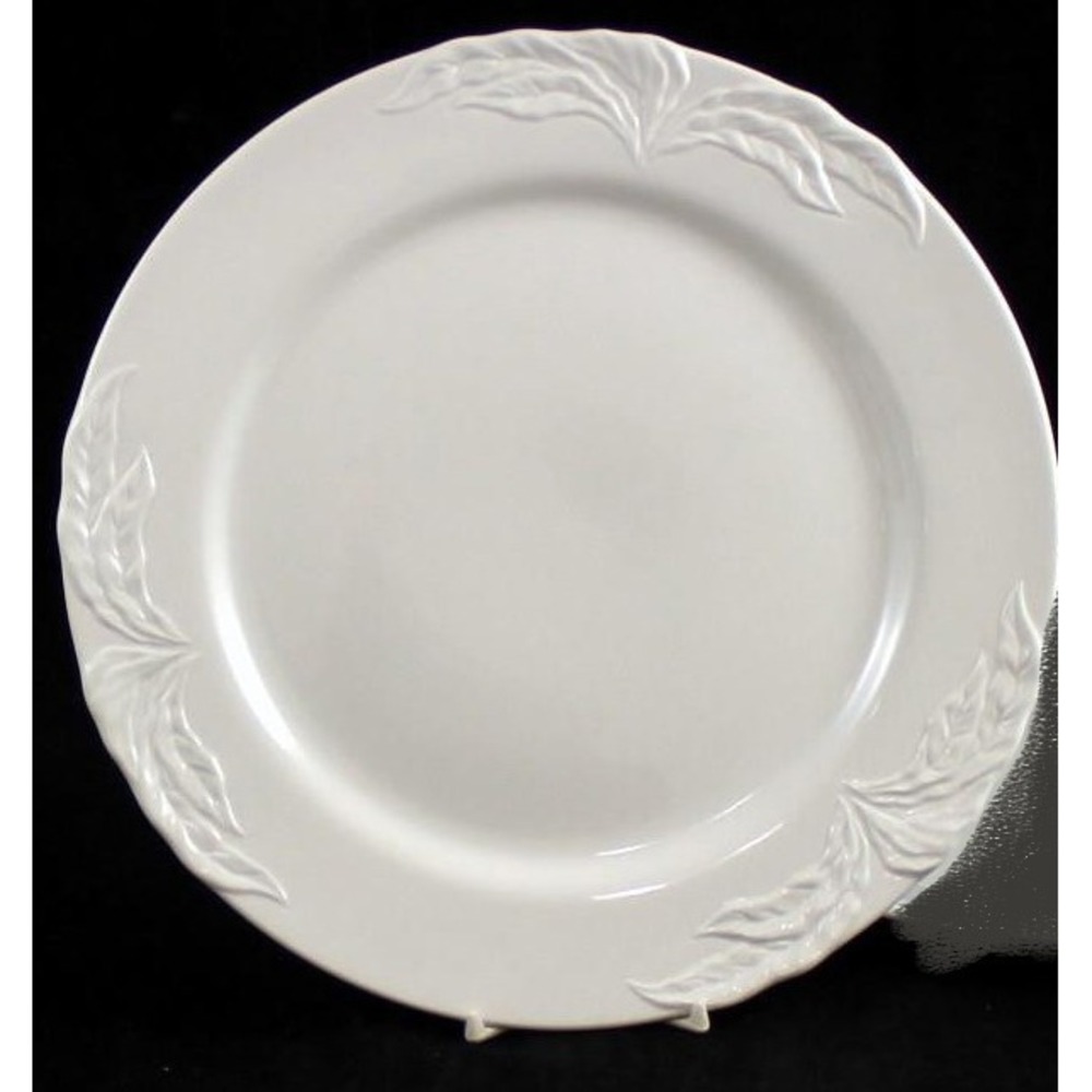 Villeroy and Boch Dinner Plate Unisex 10.5in White Foglia Embossed Leaf 2402
